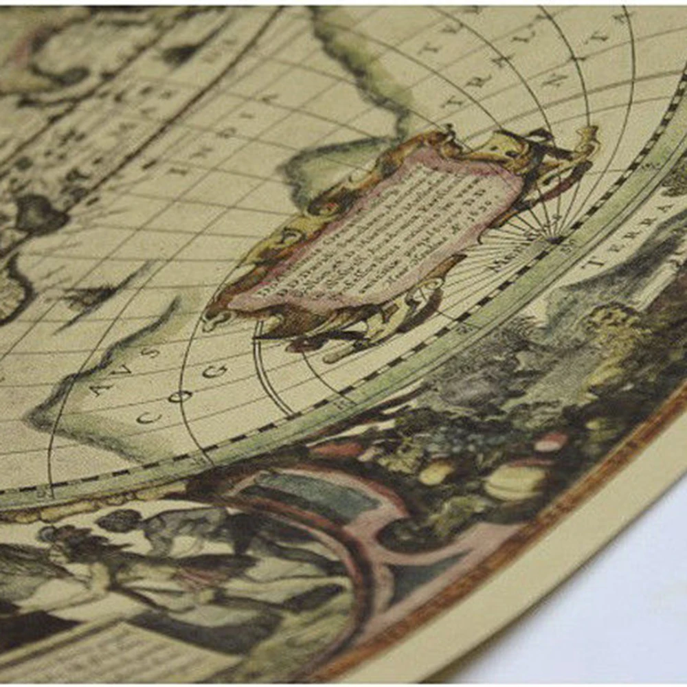 72*51CM Vintage Journal Poster Retro World Globe For Office School Cafe Nautical Chart On The Wall Travel Room Home Decoration