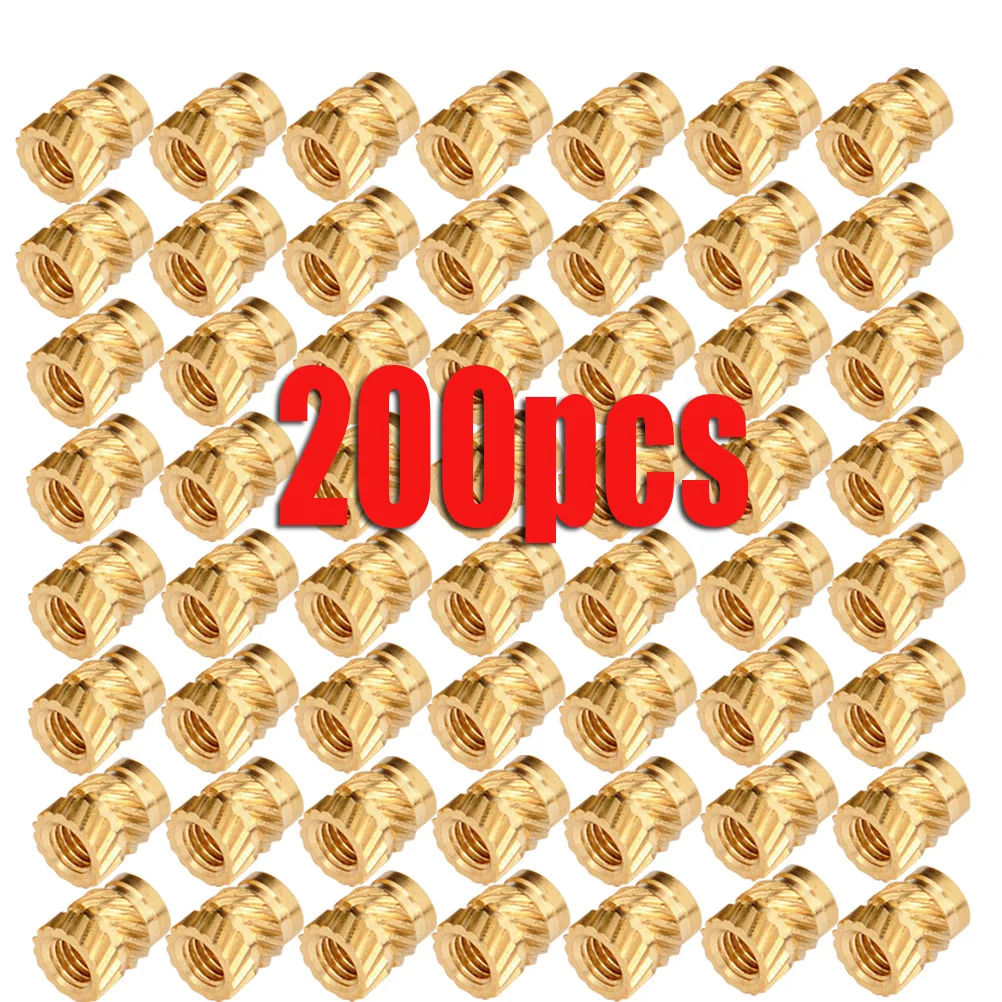200pcs M3 M3*5.7-OD4.6 Thread Brass Knurled Inserts Nut Heat Embed Parts Female Pressed Fit into Holes for 3D Printing supplies |