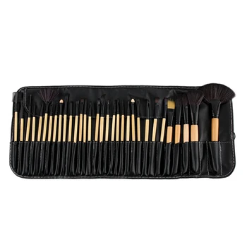 

Wooden Color Natural 32Pcs Professional Soft Cosmetic Eyebrow Eyeshadow Makeup Brush Pouch Bag Case New