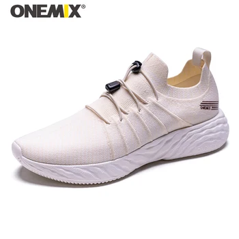 

ONEMIX Couple Trail Running Shoes Light Men Road Trainers Sport Shoes zapatos de hombre Black Slip-on Outdoor Athletic Sneakers