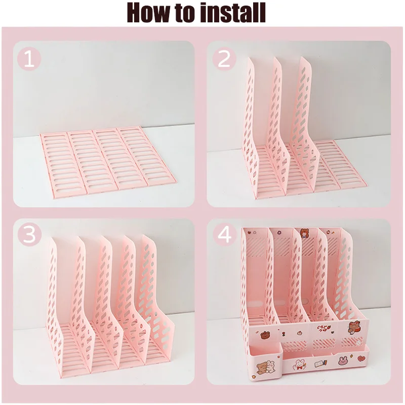 Kawaii Desk Organizer File Tray Desk Book Stand Office Desk Book Storage Box Bookends Creative Book Shelf stationery organizer 14 Hb79170b4abdc4e529711528903fec7987