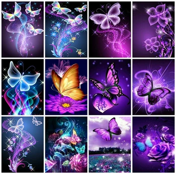 

Huacan 5D Diamond Painting Full Square Drill Butterfly Paint With Diamonds Embroidery Mosaic Home Decoration Craft Kit