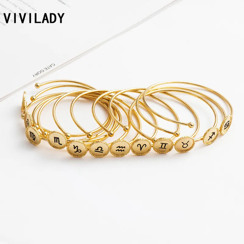 

VIVILADY Minimalist Style 12 Constellation Women Bracelet European Brand Popular Adjustable Trendy Alloy Jewelry Accessories