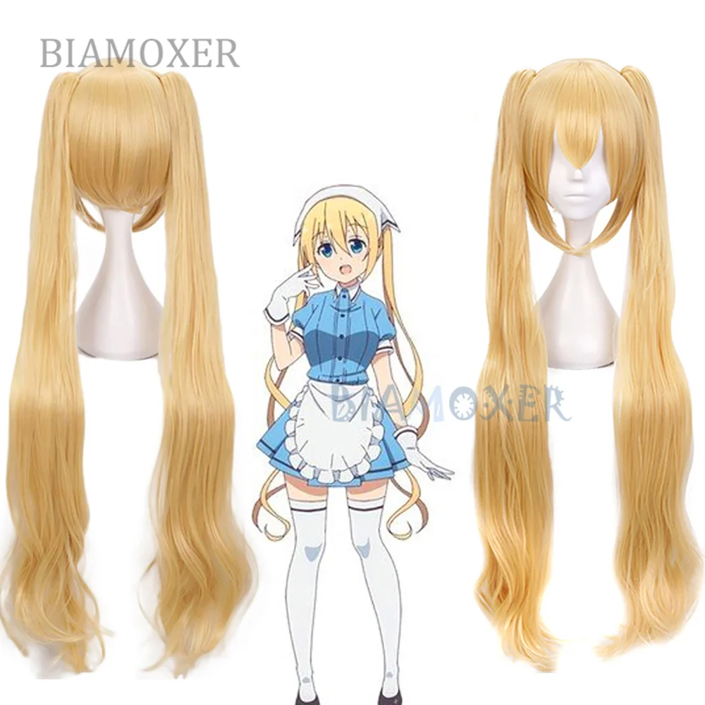 Ebingoo Blend S Kaho Hinata Wig Double Ponytail Blonde Synthetic Cosplay Wig Long Natural Wave Wig for Halloween Costume Party