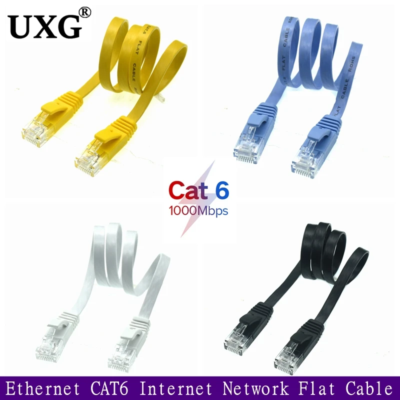 0.2m 0.5m 1m 2M 3m 10ft 5m 10m 15m 20m 30m cable CAT6 Flat UTP Ethernet Network Cable RJ45 Patch LAN cable black white color