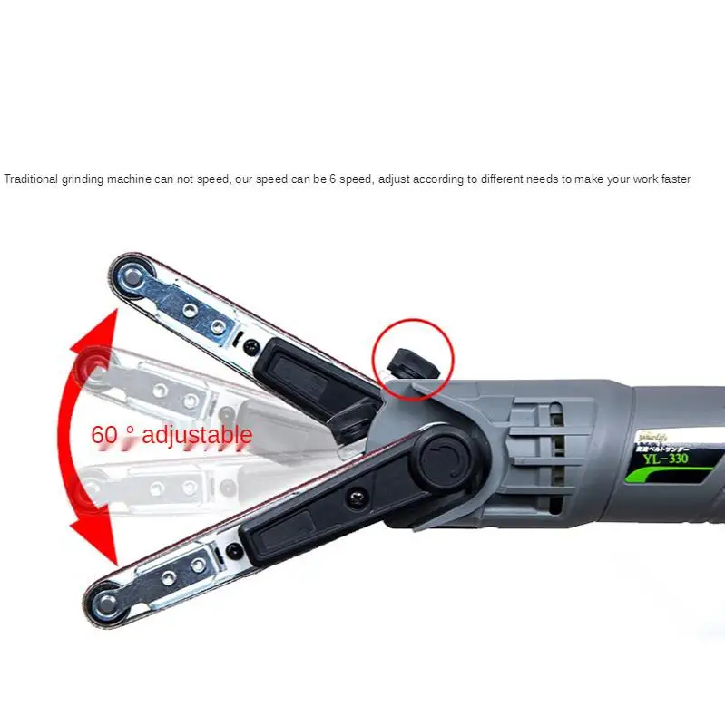 6 gear stepless speed belt sander Hand-holding type YL-330 small portable metal sandpaper polishing machine 220V. electric polisher