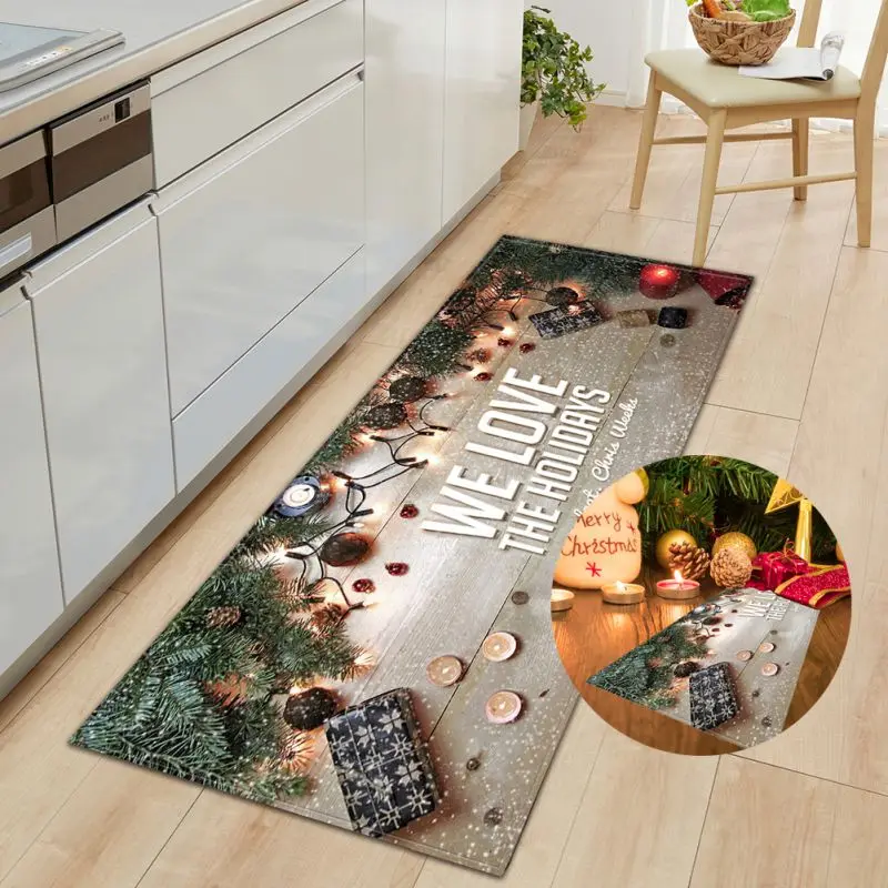 Kitchen Rug Sets Non Slip Merry Christmas Tree Winter Decorative Area Runner Rubber Backing Carpets Floor Doormat Hot Rug Aliexpress