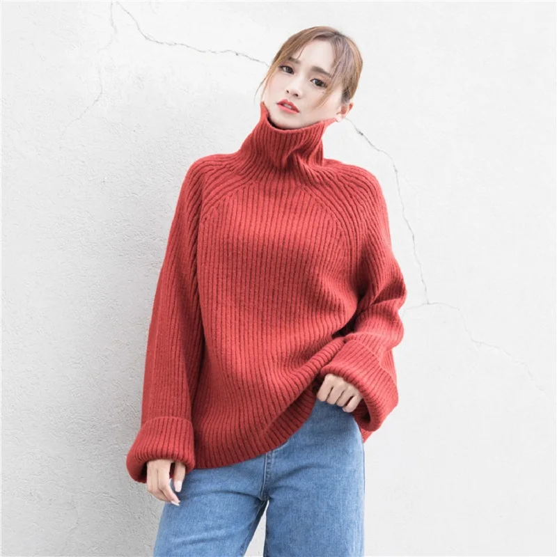 Cheap Ccibuy Women Sweater Casual Loose Turtleneck Knitted Jumpers for women Long Batwing Sleeve Crocheted Pullovers Streetwear Winter