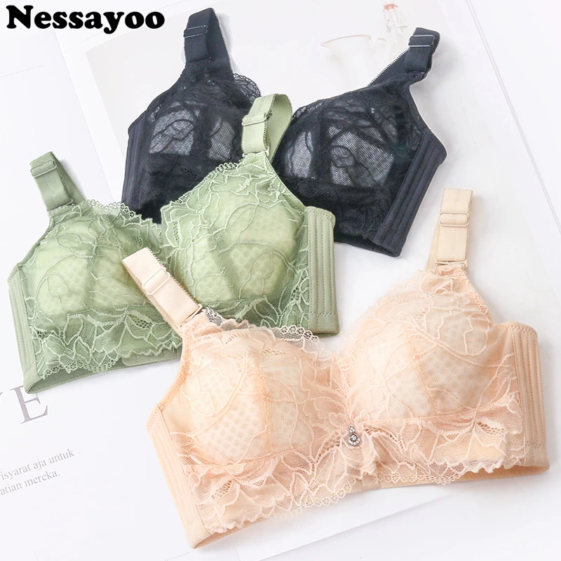 

Lace Thin Sexy Bralette Wireless Intimates Top Bh Push Up Brassiere Girl BCDE 36 38 34 Plus Size Underwear Big Cup Thin Cup Bras