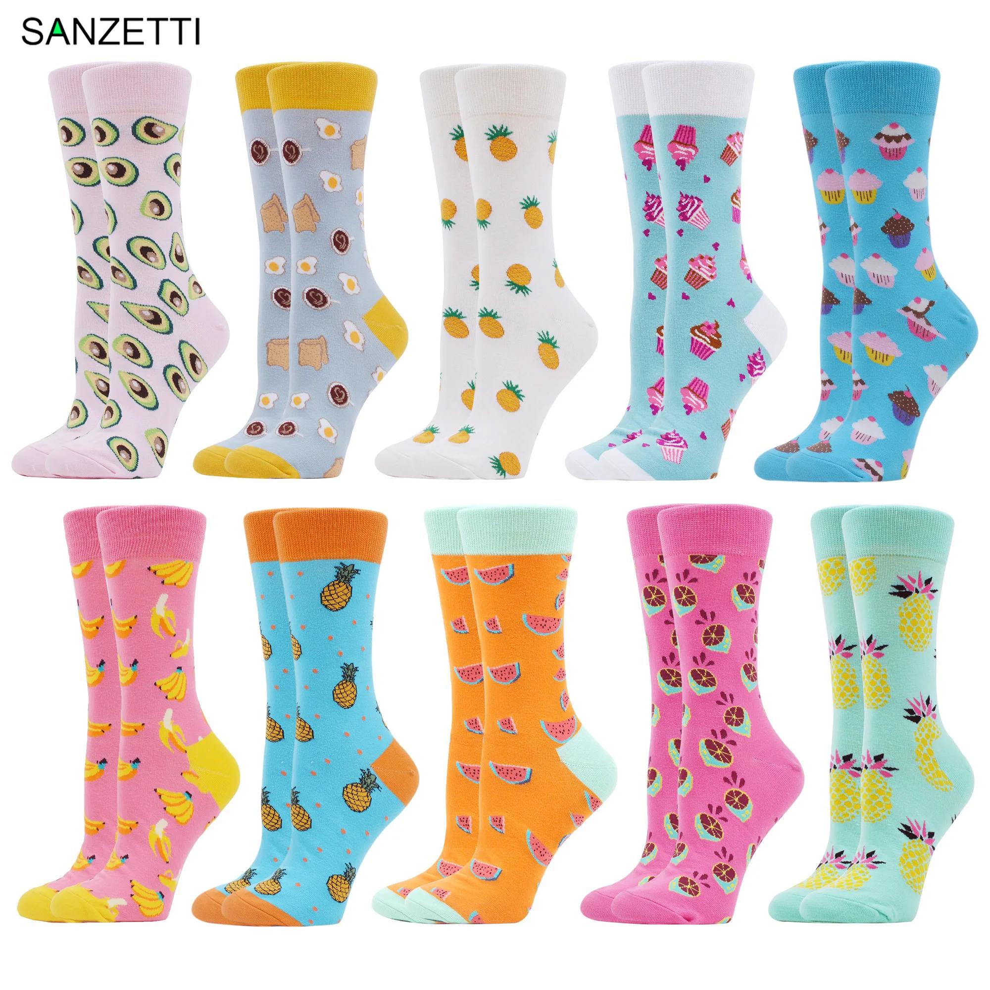 Сланцы SANZETTI 10 пар в комплекте Носки для женщин из чесаного хлопка нескользящих