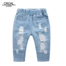 Модные детские рваные джинсы CROAL ручной работы, джинсы для мальчиков и девочек, джинсовые штаны для подростков, джинсы для маленьких мальчик...