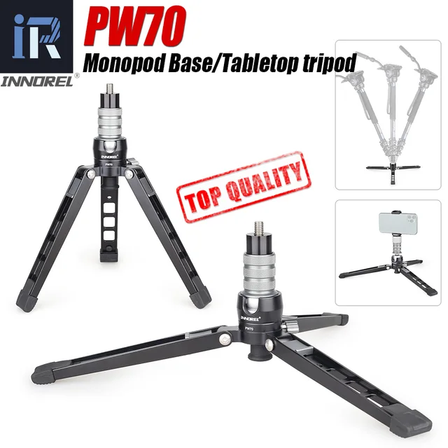 US $39.22 PW70 Mini Tripod Monopod Stand Base for DSLR Camera Gopro Cellphone Mount Metal Flexible Desktop Ta