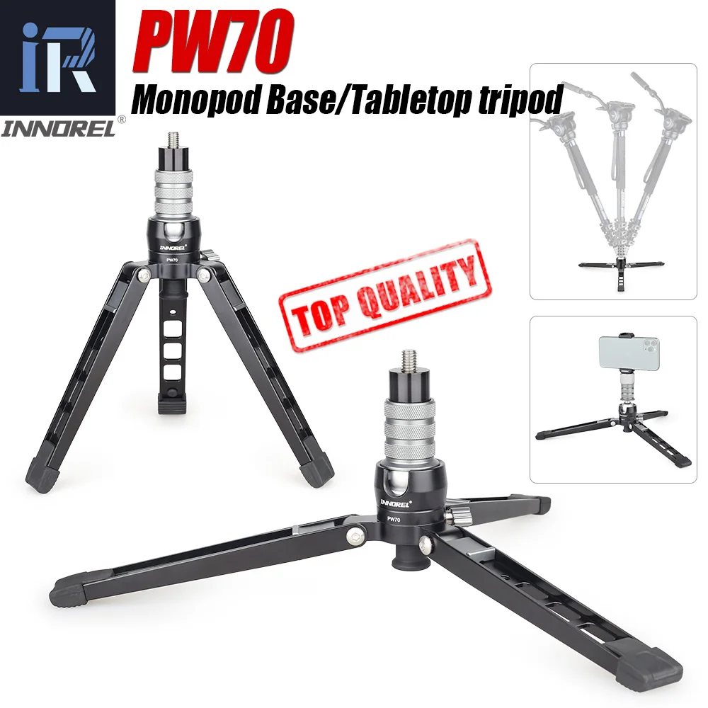  PW70 Mini Tripod Monopod Stand Base for DSLR Camera Gopro Cellphone Mount Metal Flexible Desktop Ta