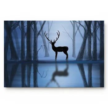 

Night Moonlight Elk Forest Cute Trunk Mystical Door Mats Kitchen Floor Bath Entrance Rug Mat Absorbent Indoor Bathroom