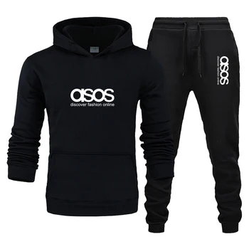 

New Men Hoodies Suit Asos Tracksuit Sweatshirt Suit Fleece Hoodie+Sweat pants Jogging Homme Pullover 3XL Sporting Suit Male