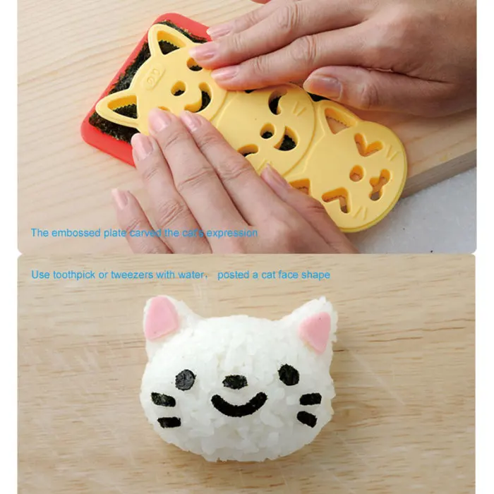 4 шт./компл. Kawaii Cat Форма для рисовых шариков Суши Яйцо Форма для шоколада Сделай Сам Кухня инструмент JS23