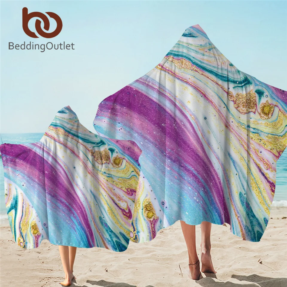 Beddingoutlet Marble Luxury Hooded Towel Rainbow Microfiber Bath Towel