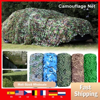 

Hunting Military Camouflage Nets Woodland Army Camo Netting Camping Sun ShelterTent Shade Sun Shelter 2x3m 3x3m 3x5m Muti-size