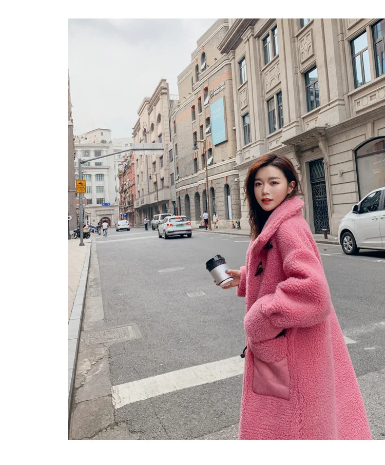 Photo Shoot Lambs Wool Coat Women's Mid-length Toggle Loose-Fit Korean-style Western Style New Style Autumn And Winter Retro Hon