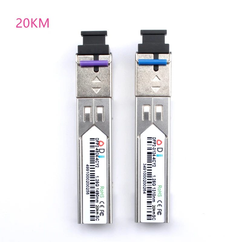 SC SFP Fiber optic module 1.25G SC 20/40/60/80/100KM 1310/1490/1550nm Single Fiber SFP Optical compatible with Mikrotik Cisco