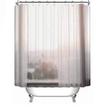 

Defocused Curtain Window with Sunlight in The Early Morning Soft Shower Curtain,056473,79''L x 71''W