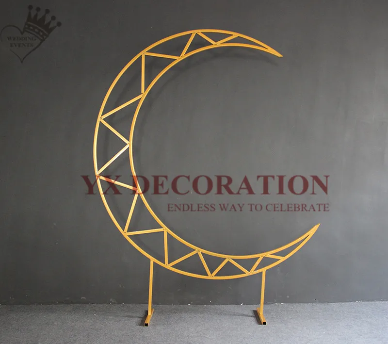

2.1M Height Moon Shape Arch Props Stand Backdrop Stent Single Arch Flower Outdoor Lawn Rack Wedding Event Decoration