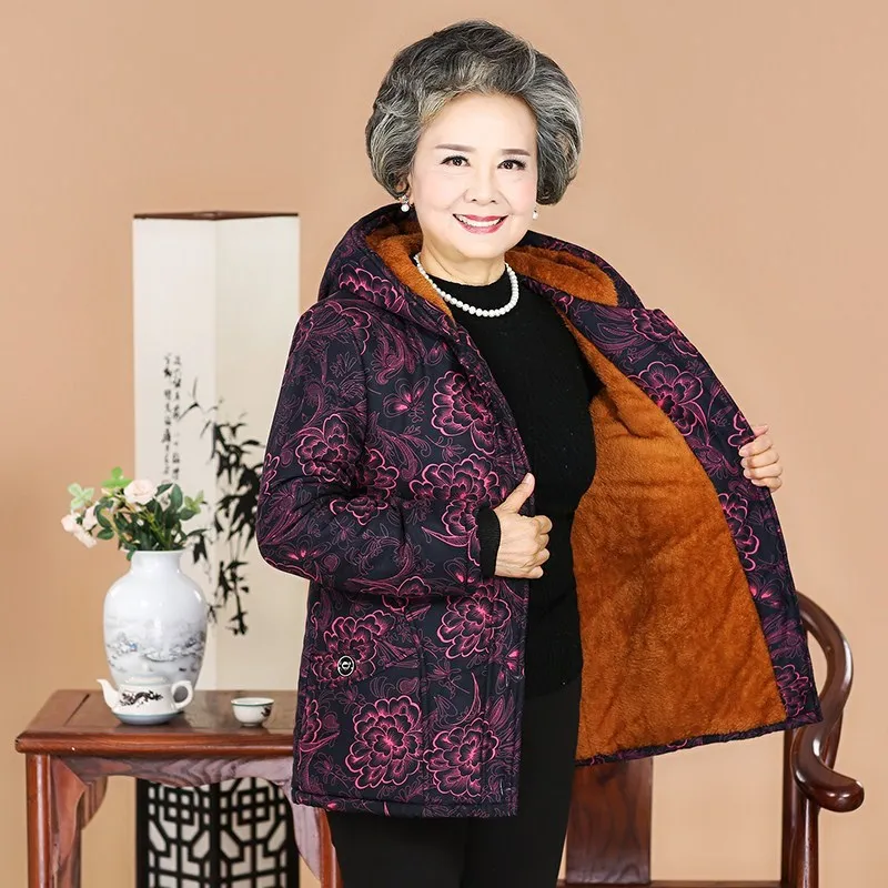 

Off Season Middle Aged And Elderly People 60-70-Year-Old 80 Middle-aged Women Dress Winter down Jacket Cotton-padded Clothes Sho