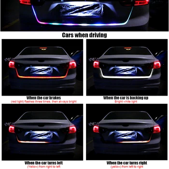 

Colorful RGB Flowing Car Stop Light Dynamic Streamer LED DRL Strip 12v Car Additional Trunk Tail Brake Running Turn Signal Lamp