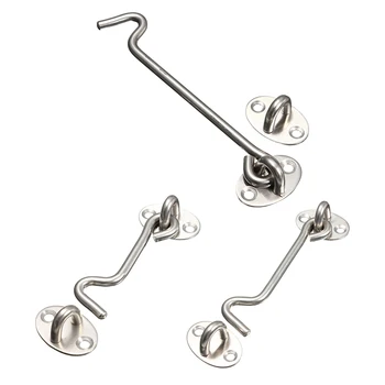 

1set Stainless Steel Cabin Hook Eye Shed Gate Door Latch Silent Holder Silver