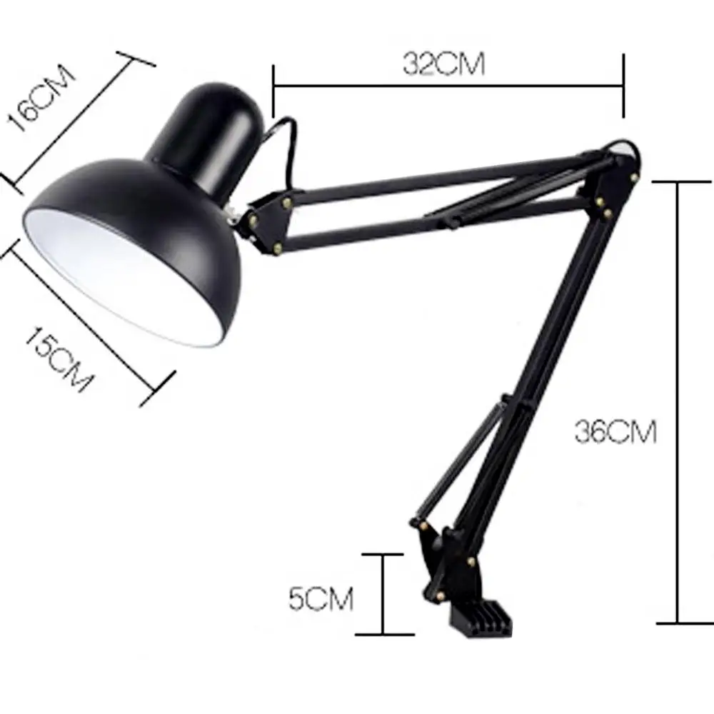 Material de Escritório Luzes Braçadeira Lâmpada Mesa Flexível Braço Oscilante E27 Led 5 Luminária de mesa