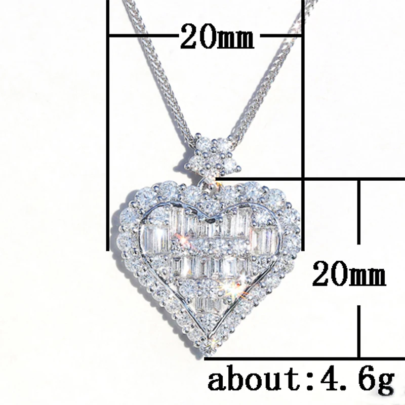 Huitan New Design of Heart Crystal Zircon Stone Pendent Necklace Shiny Love Heart Star Valentines Gift Wedding Female Jewelry