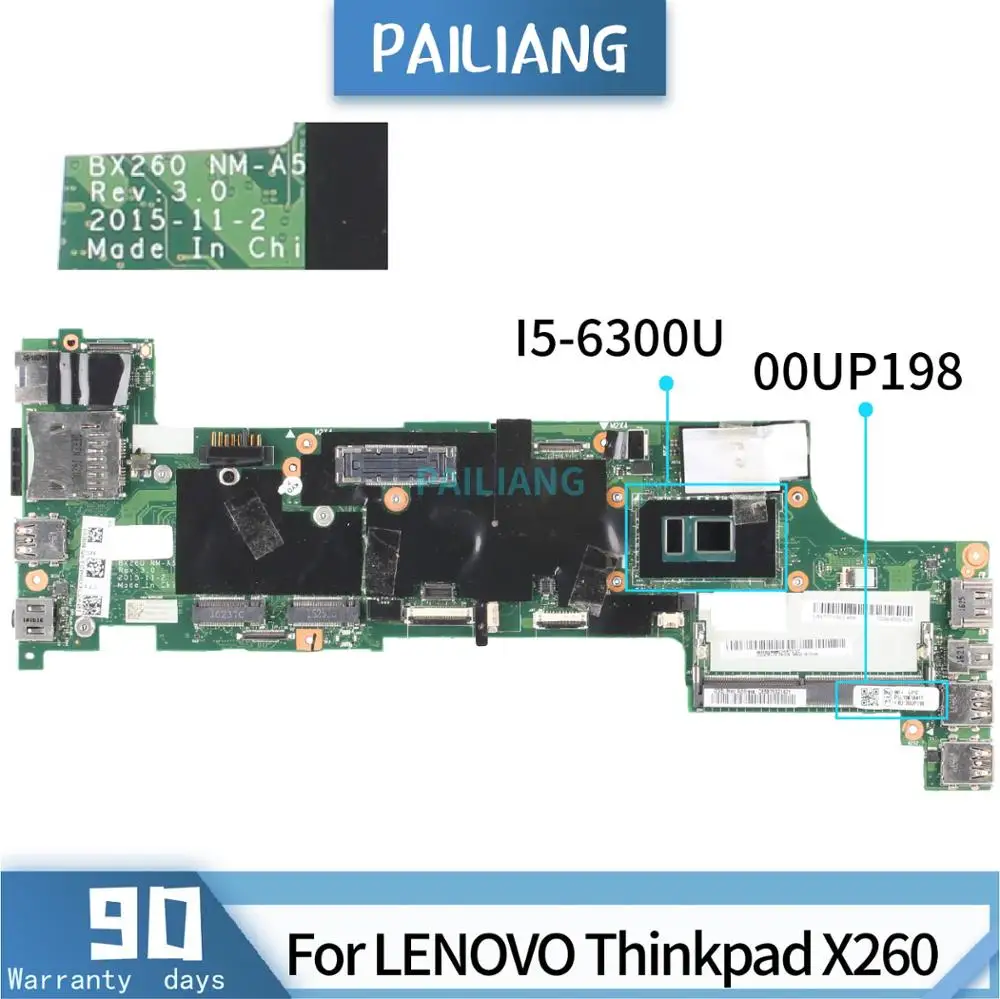 

For LENOVO Thinkpad X260 Laptop Motherboard 00UP198 NM-A531 SR2F0 I5-6300U DDR3 Notebook Mainboard