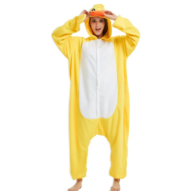 Funny Women Duck Pajamas Anime Kigurumi Fleece Suit One-Piece Sleepwear Cosplay Costume for Adult Men Halloween kigurumi pajamas onesies,cosplay pajamas onesies