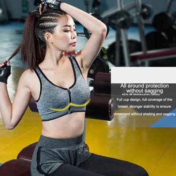 

Shockproof Elastic Vest Underwear Soft Breathable 1PC Women Zipper Push Up Sports Bras Gym Fitness Athletic Running Comfortable