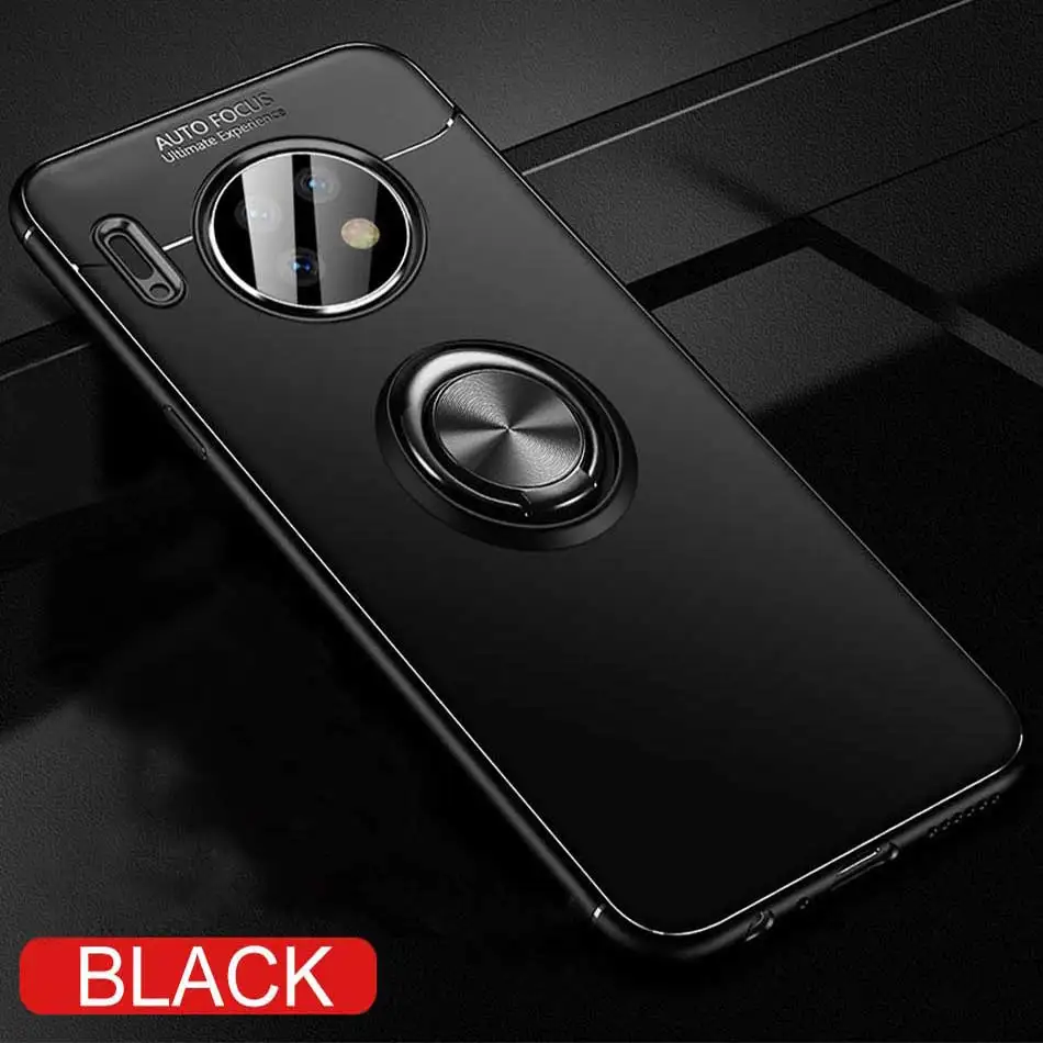 Black Роскошный чехол с магнитным кольцом для huawei mate 30 mate 20 P30 P20 Pro, чехол для телефона huawei mate 20 P20 P30 Lite, противоударный чехол s - Цвет: Black