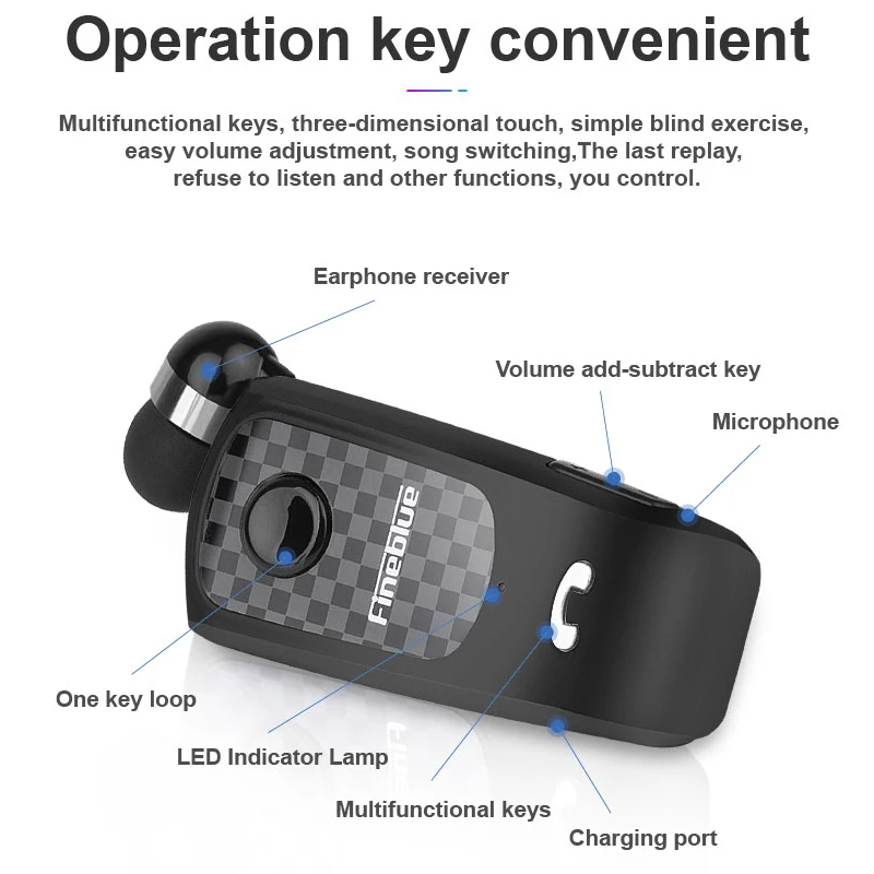 Fineblue F PLUS pk f910 беспроводной клип-он Bluetooth V4.0 наушники-вкладыши Вибрация Hands-free поддержка для IOS и Android системы