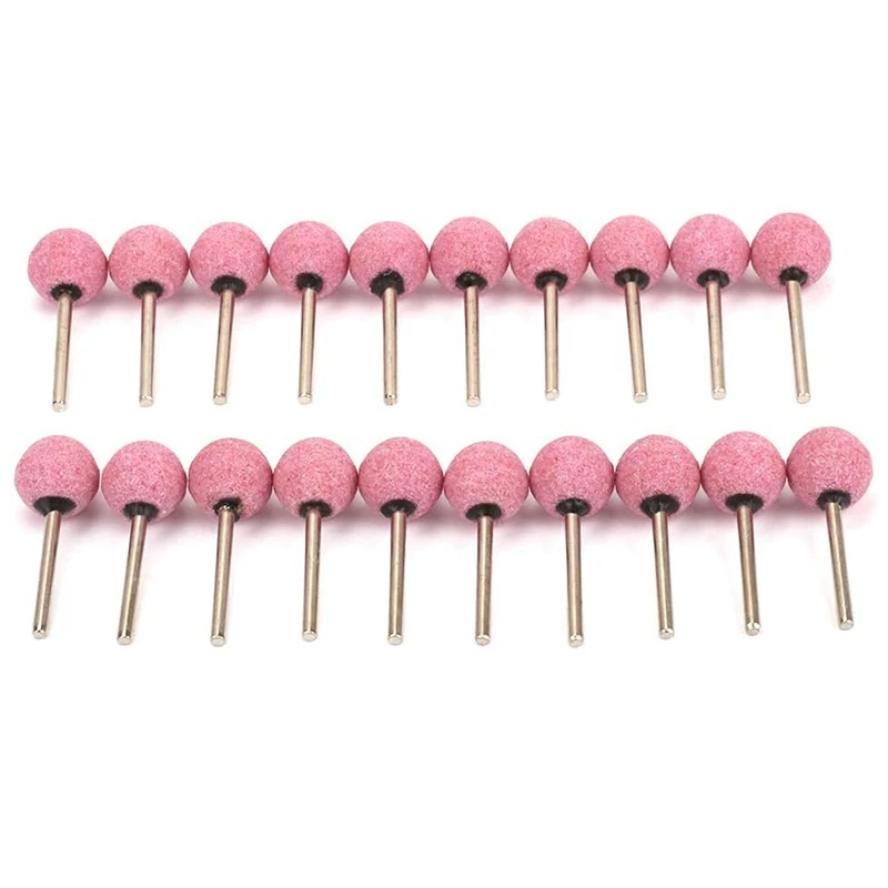 20Pcs Pink 3mm Shank Ball Shaped Abrasive Mounted Stone Grinding Wheel Head Ceramic Burr Rotary Tools Promotion | Инструменты