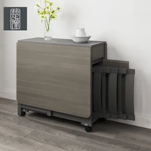 

Nordic Small Apartment Foldable Dining Tables and Chairs Set 1.2/1.5 M Multi-Function Telescopic Mobile Rectangular Dining CD