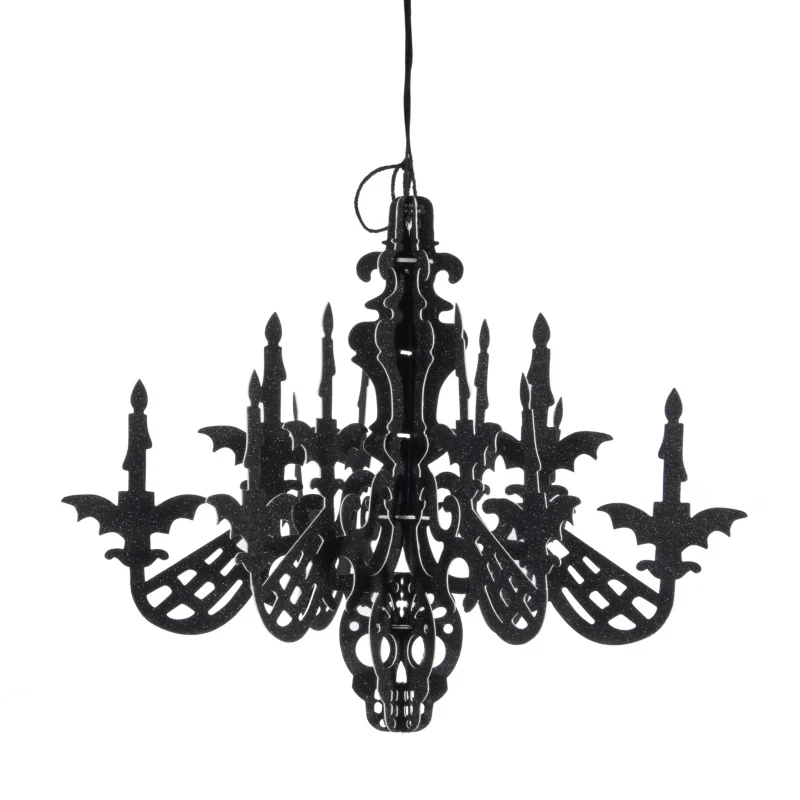 

3D Skeleton Chandelier Halloween Hanging Decorations Glitter Paper Ornaments Season Festive Party Decor