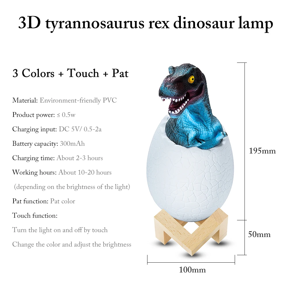 Inghoo 3D печать Динозавр яйцо ночник светильник с пультом дистанционного