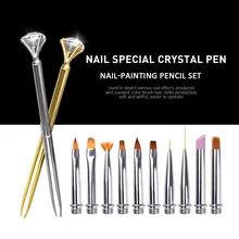 

Nail Art Brush Kit 10pcs Replacement head UV Gel Polish Painting Drawing Brushes Pen Nail Dotting Manicure Clean Brush Tools