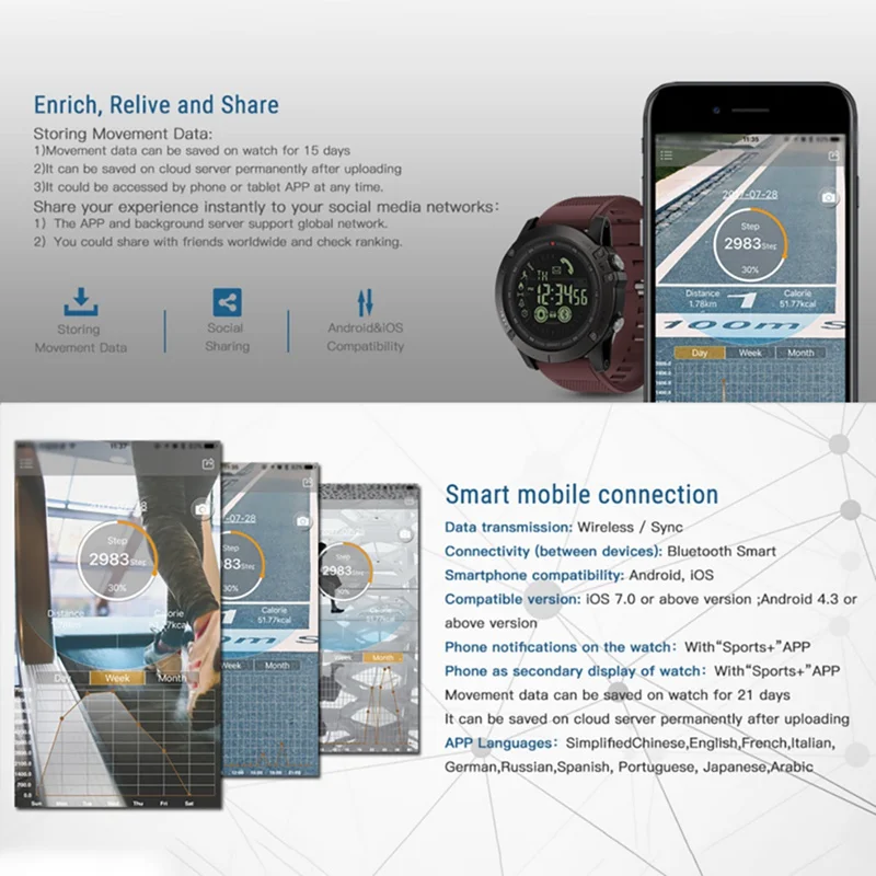 Fpractic кварцевые наручные часы, высокое качество, Bluetooth 4,0, IP67, водонепроницаемые, умные часы, фитнес-монитор, с шагомер, будильник