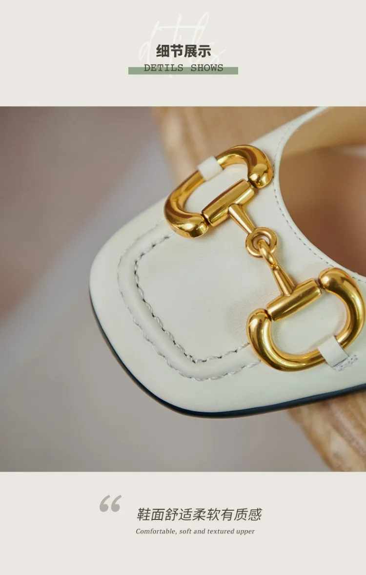 The New Summer Edition Of 2021 Women's Pure Color High-Heeled Shoes With Horseback Buckle Casual Fashion And All-Match Women's s