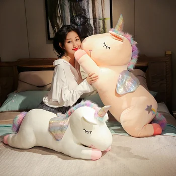 

55/65/90/110cm Cute unicorn doll rainbow meteor super soft sleep pillow pink/white bed home decore high quality Gift for kids
