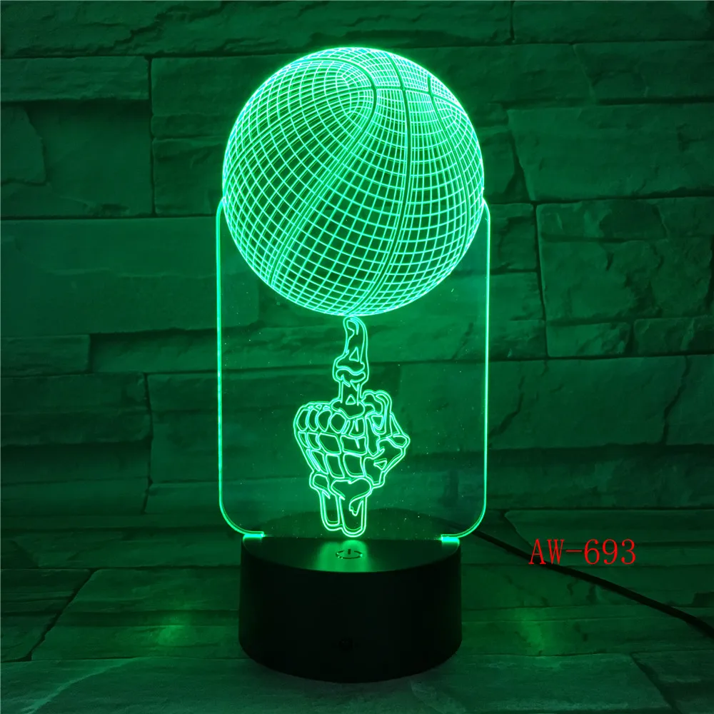 

Skeleton Basketball 3D Lamp 7 Color Led Night Lamps For Kids Touch Led USB Table Lampara Lampe Office Light AW-693