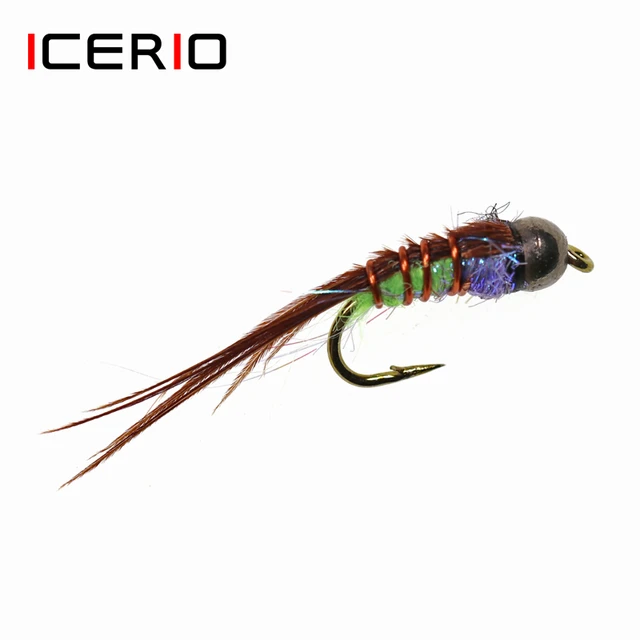 ICERIO 8PCS Pheasant Tail Tungsten Bead Head Nymph Trout Fishing Fly Lures  #14 - AliExpress