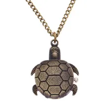 100 единиц/ популярный брелок Цепочки и ожерелья настольная ретро карманные часы черепаха для долголетия Античная бронза часы "Черепаха"