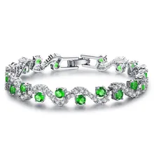 Роскошные Кристальные браслеты для женщин Зеленый Кристалл Голубой циркон браслеты и браслеты женские свадебные ювелирные изделия