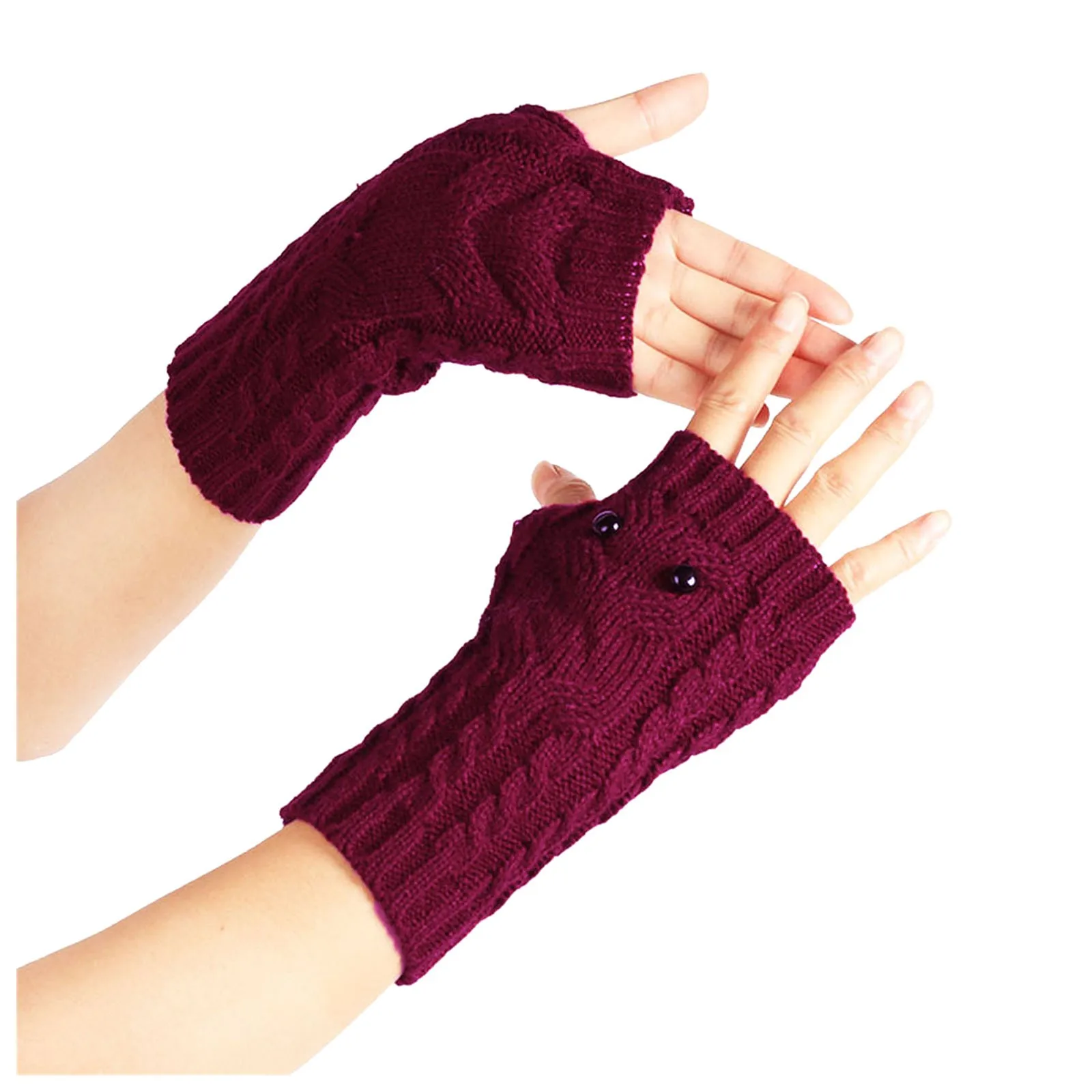 Calentadores de muñeca de puño largo para mujer 40% lana acogedor guantes de punto de invierno ligeros Accesorios Guantes y manoplas Guantes de invierno 