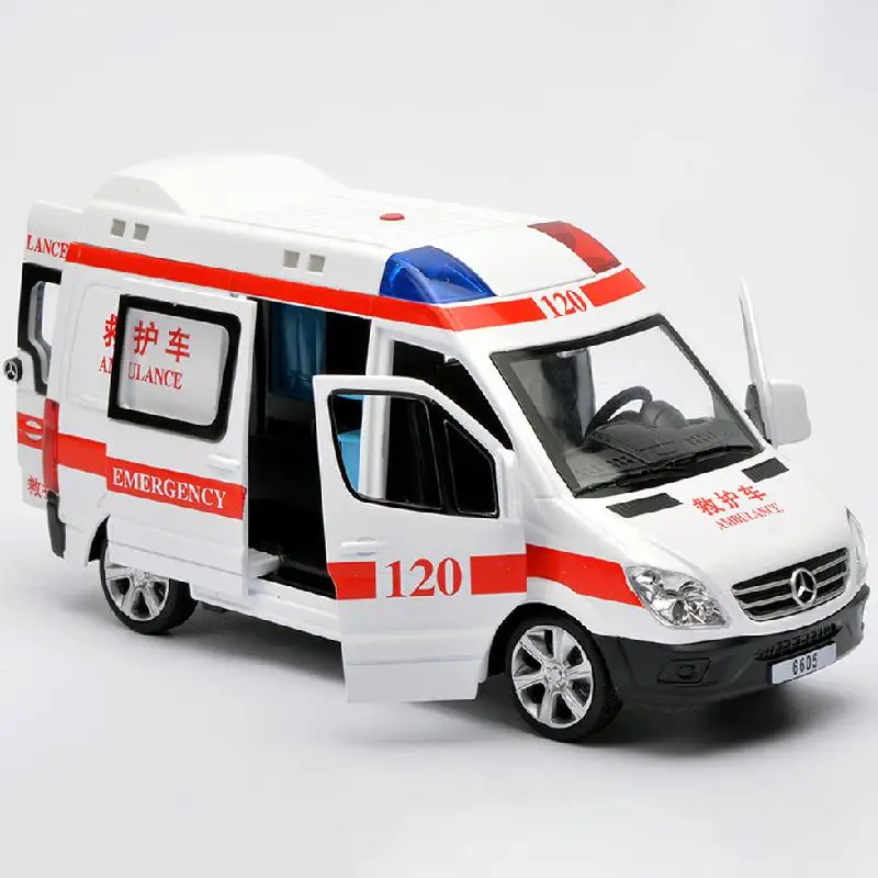 2020 New 1:32 scale Simulation Sound And Light Pull Back Car Model Toy Ambulance Fire Alloy Die-cast Toys For Children | Игрушки и хобби